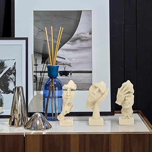 prosfalt 3 Pcs Thinker Statue, Silence is Gold Abstract Art Figurine - Image 3