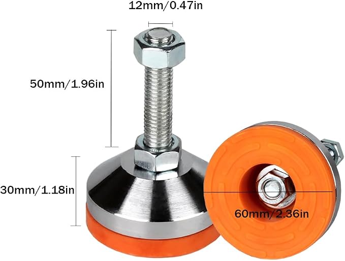 Heavy Duty Leveling feet, Leg Leveler 2.36" Dia Base, Adjustable Leveling feet - Image 3