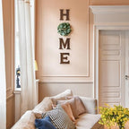 Mkono Home Sign Wall Decor, Farmhouse Wood Letters Eucalyptus for O, Brown - Image 2