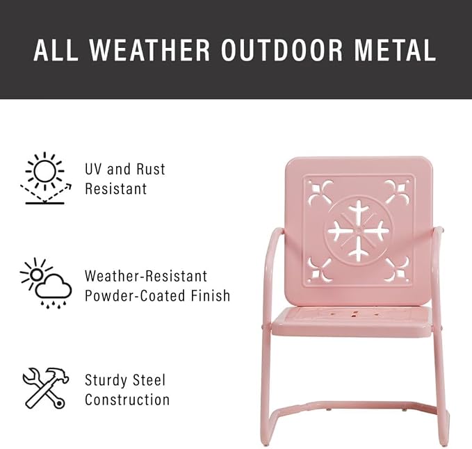 Crosley Furniture Azalea 2-Piece Outdoor Chair Set, Vintage Retro Metal Patio - Image 6