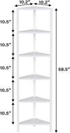 TUTOTAK 6-Tier Corner Bookshelf, Corner Shelf - Image 2