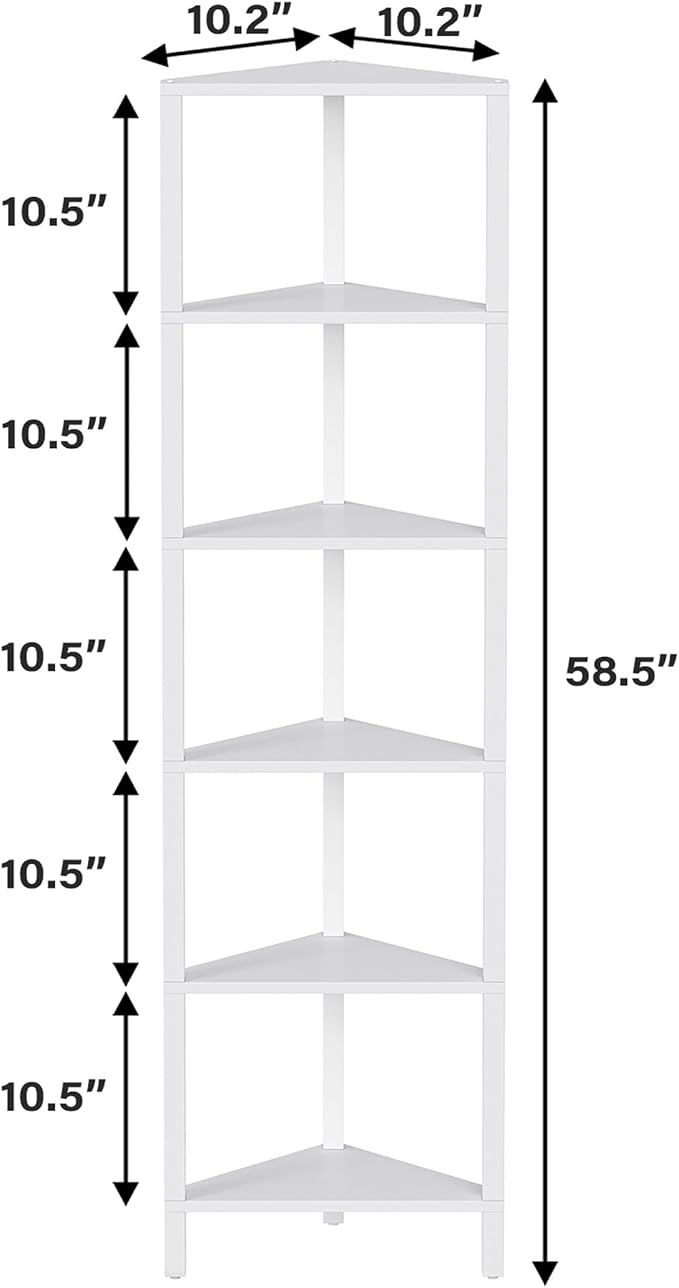 TUTOTAK 6-Tier Corner Bookshelf, Corner Shelf - Image 2