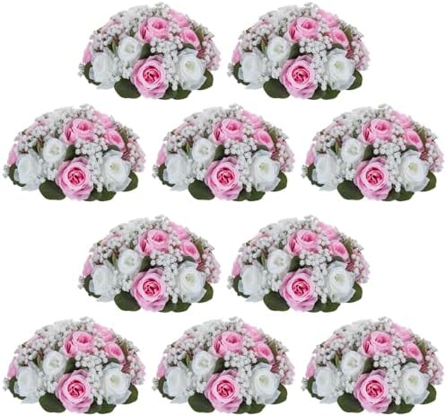 NUPTIO Flower Balls for Table Centerpieces: White & Pink Artificial Flowers by Nuptio