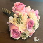 Admired By Nature Artificial Rose Hydrangea Flowers Bouquet, 9 Stems Faux Wedding Bouquet for Bride Bridesmaid, Centerpieces Floral Arrangement Home Decoration GPB8359-LAV/CM, Lavender/Cream - Image 6