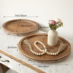 2 Piece Oval Torched Wooden Serving Tray Set with Beaded Design, Centerpiece Table Decorations Tray for Living Room Ottoman, Coffee Table Tray for Farmhouse Home Decor - Image 7