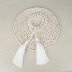 34 Inch Pearl Glass Bead Garland with Tassels-White, 2 Pack - Image 4