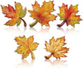 5 Pcs Fall Maple Leaf Block Signs, Wooden Thanksgiving Table Decor by Seeloowy