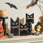 3 PCS Wooden Black Cats Decor, Spooky Cat Theme, Halloween Tiered Tray Decor, Farmhouse Halloween Tiered Tray and Mantle Decoration, Fall Accent, Wood Sign Rustic Style, Halloween Decoration Indoor - Image 2