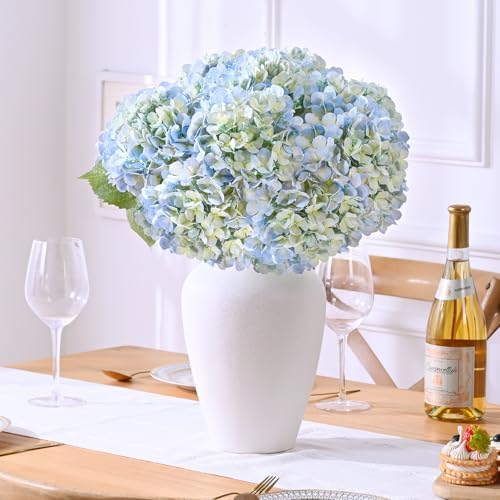 Waipfaru Hydrangea Artificial Flowers, 4PCS Real Touch Flowers, 20" Faux Hydrangea Flowers, Latex Real Touch Hydrangeas, Fake Flowers for Home Decor Party Bouquet Wedding Decoration, Blue - Image 5