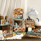 Wenqik 6 Pcs Fall Decor for Home Autumn Wooden Table Decorations Farmhouse - Image 2