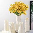 Outdoor Artificial Fake Flowers Plants - 24 Bundles Outside Artificial Violet Plastic Faux Flowers Outdoor Shrubs for Indoor Outside Decor(Yellow) - Image 4