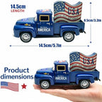 4th of July Decorations, 5.7 Inch Patriotic Blue Metal Truck Decor with God Bless America Sign, Farmhouse Tabletop Centerpiece for Memorial Day and USA 250th Anniversary - Image 3