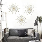 ZEXUIRU 3 Set Gold Starburst Wall Art for Home Decor Metal Bling Crystal Rhinestones Sunburst Wall Decor Sparkling Rhinestone Art Accent Gold - 13in - Image 2