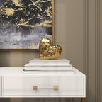Deco 79 Porcelain Ceramic Heart Decorative Sculpture Dimensional Angled Origami Inspired Home Decor Statue, Accent Figurine 8" x 3" x 8", Gold - Image 6