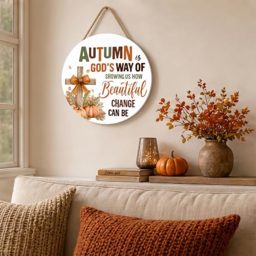 Fall Christian Decorations for Home, Fall Wooden Door Sign - Image 5