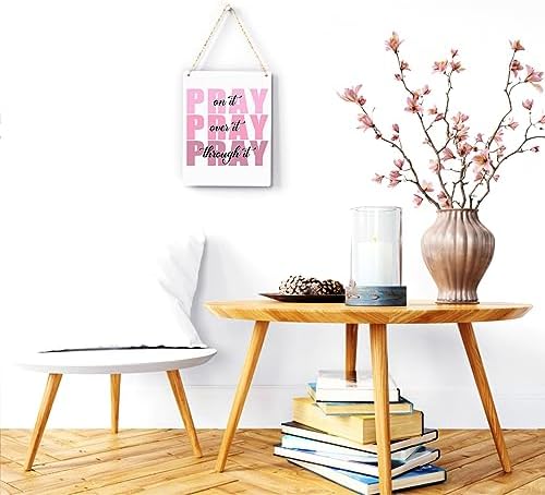 Pink Wall Decor Bible Verse Wall Art Christian Gifts for Women Room Decor for Women Girls Room Decoration Office Wall Decoration for Woman Bedroom Decor for Teen Girls Inspirational Decoration Pray Over It Wall Art - Image 2