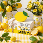 Geelin 4 Pcs Lemon Kitchen Decor Table Decoration Wooden Book Stack Signs - Image 2