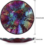 MDLUU Mosaic Centerpiece Tray, 11.6" Decorative Glass Plate, Home Decor Glass Bowl for Dining Room Table, Coffee Table, Gift (Multicolored Purple) - Image 3
