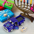 Hanukkah Tiered Tray Decor Vintage Mini Metal Truck with Wood Dreidel Blue Festive Jewish for Farmhouse Shelf Coffee Table Home Kitchen Table Decorations - Image 5