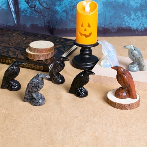 Black Obsidian Raven Statue Gothic Witchy Decor Hekate Crystal - Image 5