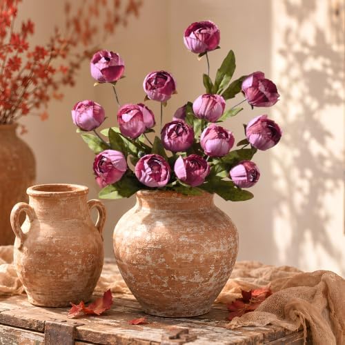Waipfaru 6 Pcs Faux Peonies Artificial Flowers for Vase, 27"- Warm Pink - Image 2