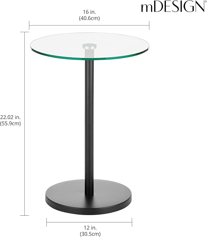 mDesign Glass Top Side/End Drink Table - Image 3