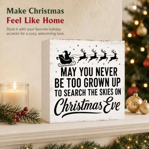 Christmas Decorations May You Never Be Too Grown Up Santa sleigh Wood Sign - Image 5