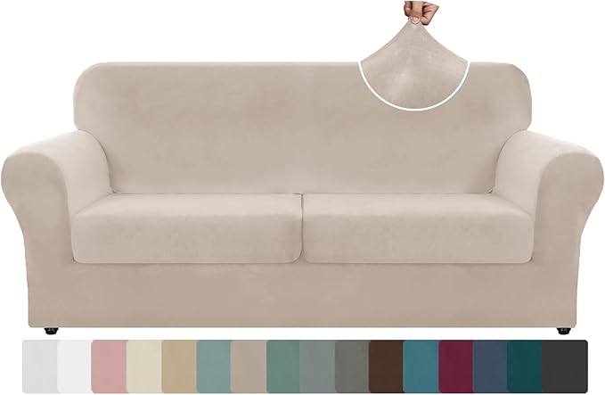 ZNSAYOTX Oversized Velvet 3 Piece Couch Cover by ZNSAYOTX