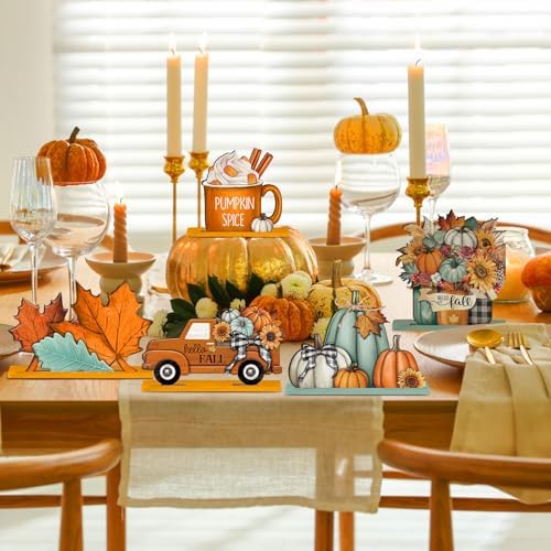 Yousoontic 6 Pcs Fall Thanksgiving Table Decor, Classic, Orange and Blue - Image 6