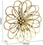 Remenna Metal Flowers Wall Decor, Metal Rustic Wall Art Decoration Farmhouse Wall Decorations Multiple Floral Hanging Decor for Bathroom Living Room Home Office Garden Kitchen 13inch (Rustic Gold) - Image 4