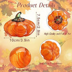 Blown Glass Pumpkin Figurine Orange Crystal Harvest Fall Thanksgiving Decor - Image 3