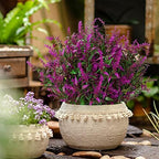 XLFAQXM 8 Pack Artificial Plants Flowers Grass Shrubs Lavender No Fade Faux Plastic Flowers Outdoor for Farmhouse Garden Porch Patio Indoor Wedding Decoration Greenery Fake Plants uv Resistant - Image 2