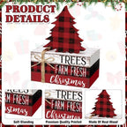 Geelin 4 Pcs Christmas Buffalo Plaid Table Decoration Wood Book Stack Signs - Image 3