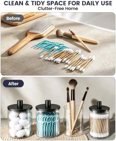Glass Qtip Holder Dispenser - 4 Pack, Bathroom Decor and Organizer - Image 5