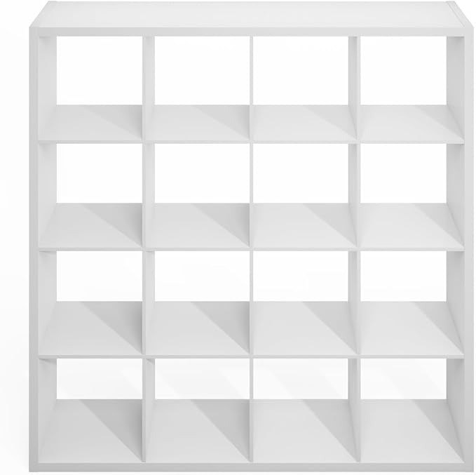 Furinno Simple Cube Storage Organizer, 16-Cube Display Shelf, Open Back - Image 7