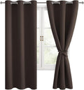 Blackout Curtains for Bedroom, 38 x 63 Inches Length Brown 2 Panels | Thermal by Hiasan