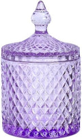 Sizikato Diamond Faceted Glass Candy Jar with Lid, 18oz Purple Decorative Jar, Nut Jar, Dried Fruit Storage Jar. by Sizikato