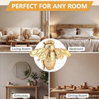 DOQXYAVM Gold Honey Bee Wall Art Decor, 3D Resin Bee Wall Sculpture, Hanging Insect Home Decoration for Living Room, Bedroom, Bathroom, Kitchen (L) - Image 7
