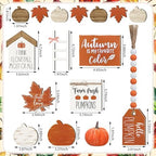 Reallnaive 18 Pcs Fall Tiered Tray Decor, Classic Vintage Pumpkin Signs - Image 3