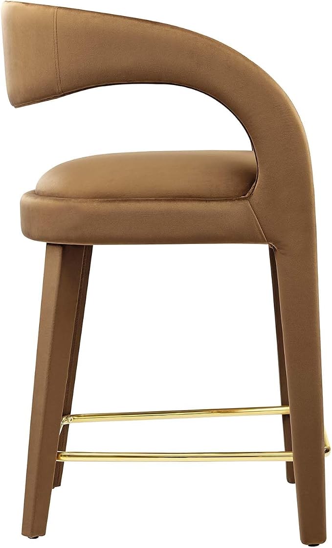 Modway EEI-6566-BRN-GLD Pinnacle Performance Velvet Counter Stool Set of Two - Image 4