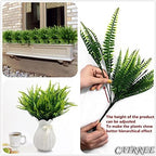 Artificial Boston Ferns Plants, Fake Plastic Fern Grass Faux Shrubs Plastic Leaves Simulation Greenery Bushes for Home Decor Indoor Outdoor Garden Wedding Decoration Yard Vase Planter Filler – 8 Pack - Image 4