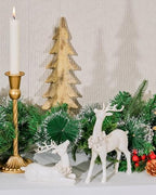 DN DECONATION 2pcs White Christmas Reindeer Statue, Christmas Home Decor - Image 4
