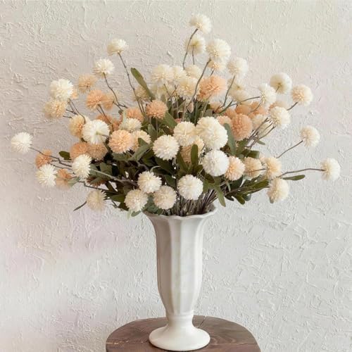 Artificial Flowers for Vase 10 Pcs, 20 Inch Fake Mums with Long Stems by MSIUE