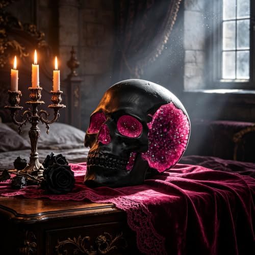 Black and Purple Resin Skull Figurine Statue. Good Gifts for Skull Lovers - Image 6
