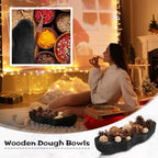 Nuogo 16 Inch Wooden Wavy Edge Dough Bowl Supplies, Black - Image 3