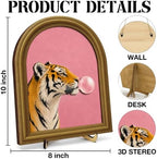 Whimsical Tiger Bubble Gum Pink Wall Art Sign Funky Table Decor - Image 2