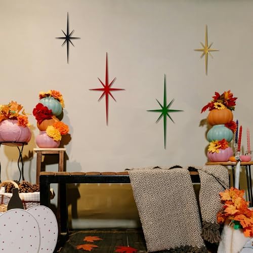 4 Pcs Star Wall Art for Home Decor Living Room Bedroom Office Metal 3D,Bling,with Hanging Hook Starburst Midcentury Sculpture Retro Gallery Accent Celestial -Gold 16.5in/9.4in - Image 6