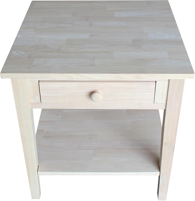 Solid Wood Spencer End Table, Unfinished - Image 9