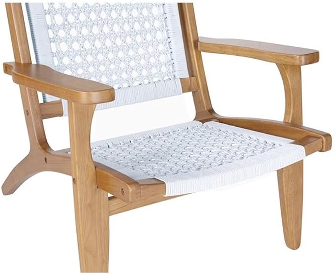 Bowery Hill Hexagon Woven Rope Accent Chair, Rubberwood Frame, Light - Image 7