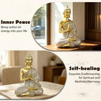 Gold Sitting Buddha Statue Decor Meditation Gifts Zen Art Indoor Statue - Image 2